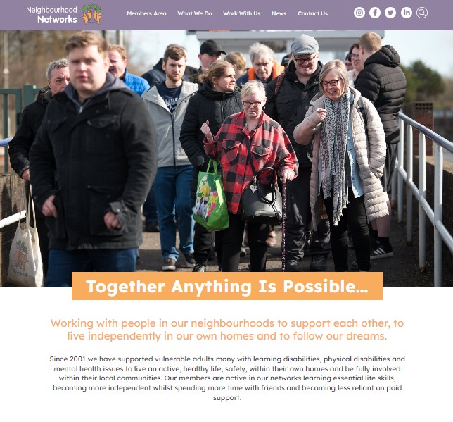 A snapshot of the homepage of the website showing a group of Network Members at a train station.