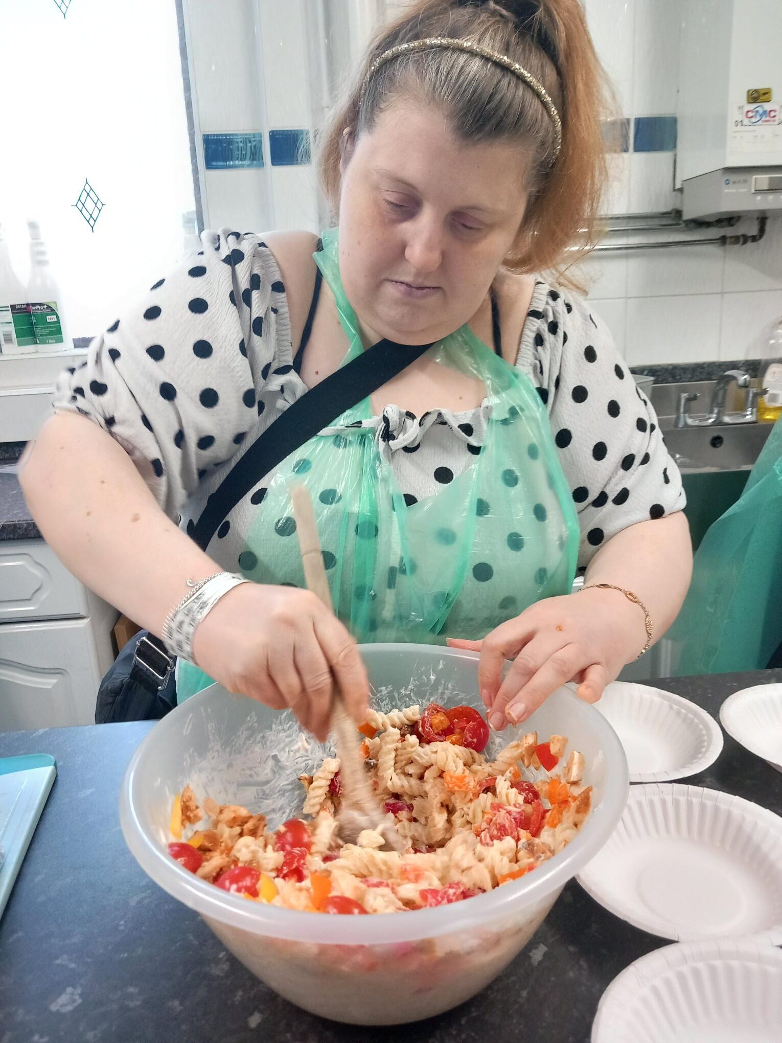 Members preparing food at life skills class