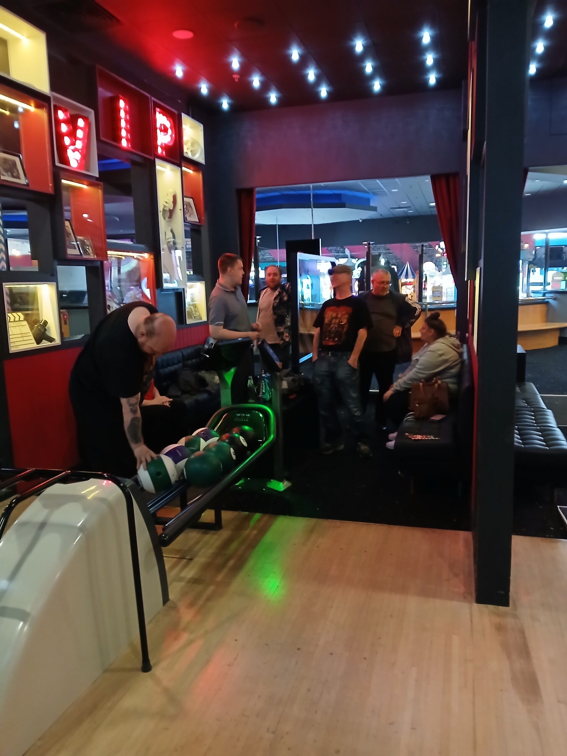 Members at bowling alley