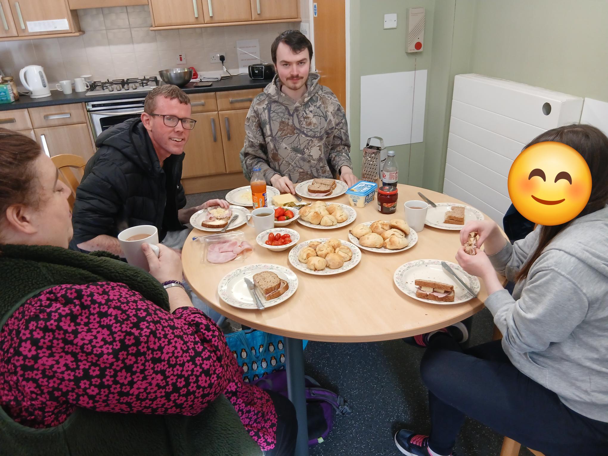 Members preparing food at cooking class